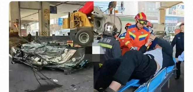 奇瑞汽车事故中的生命奇迹！汽车被搅拌车压扁司机只受了轻微伤