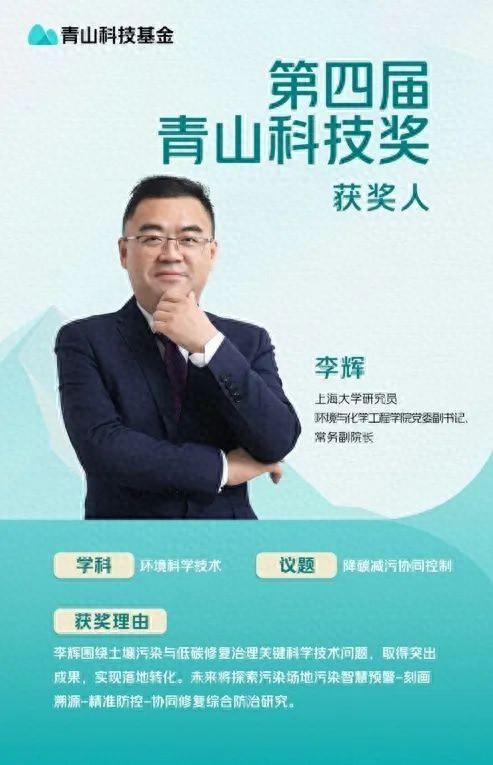 祝贺！上海大学李辉研究员荣获第四届“青山科技奖”