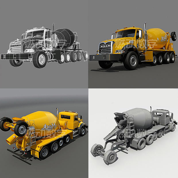 混凝土搅拌车三维动画仿真演示